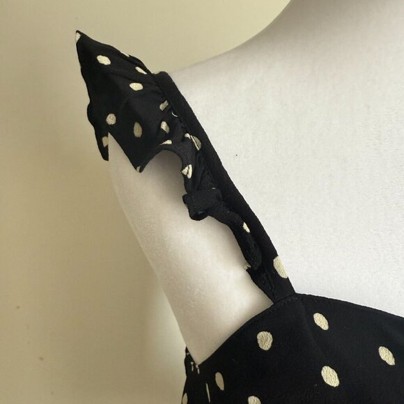 Madewell Ruffle-Strap Cami Top Black White Polka Dot Size Small NWOT - Picture 8 of 11